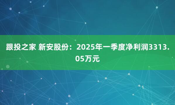 跟投之家 新安股份：2025年一季度净利润3313.05万元